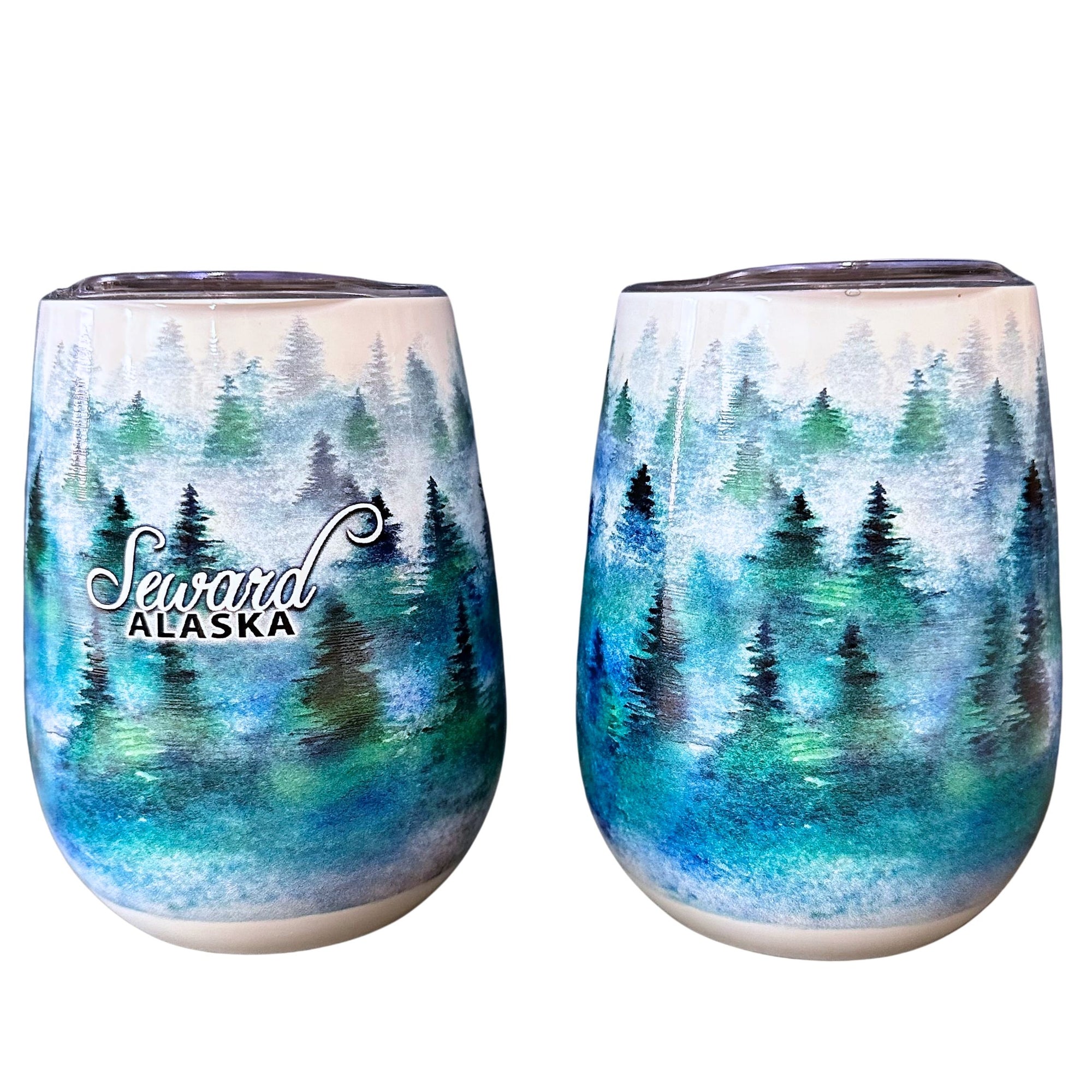 Misty Pines Stemless Wine Glass -12oz.