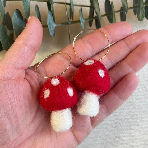 Mini Mushie Felted Earrings