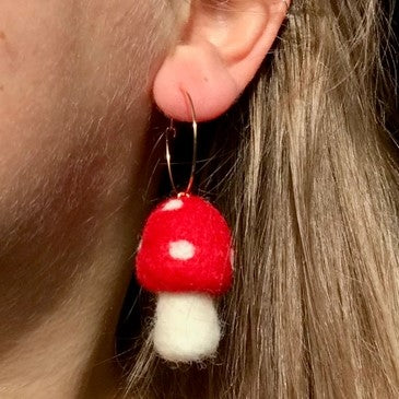Mini Mushie Felted Earrings