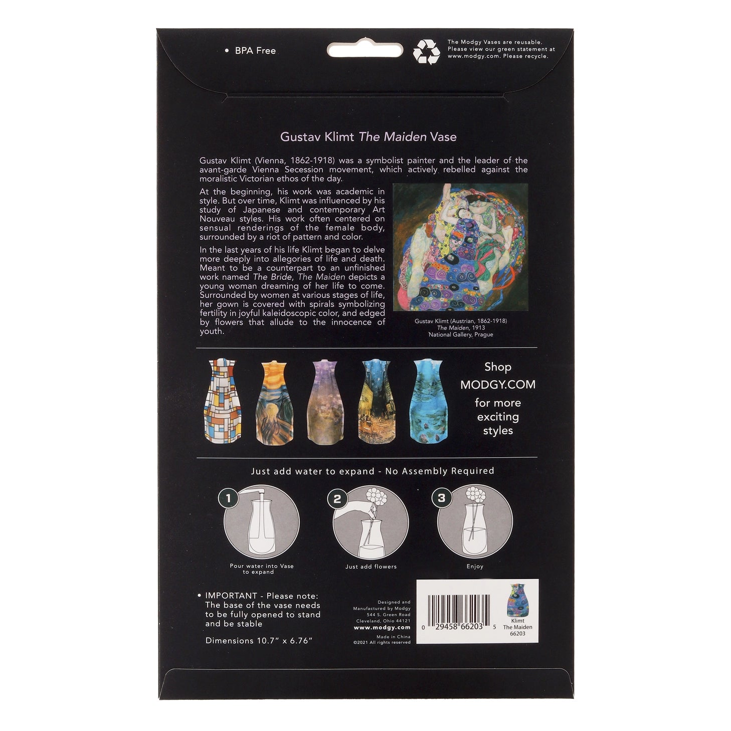 Gustav Klimt The Maiden Expandable Vase