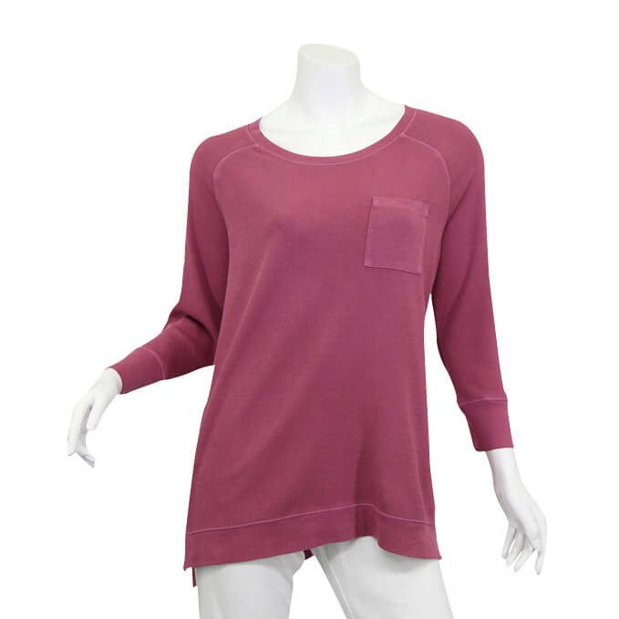 Pigment Dye Waffle 3/4 Sleeve Womens Shirt