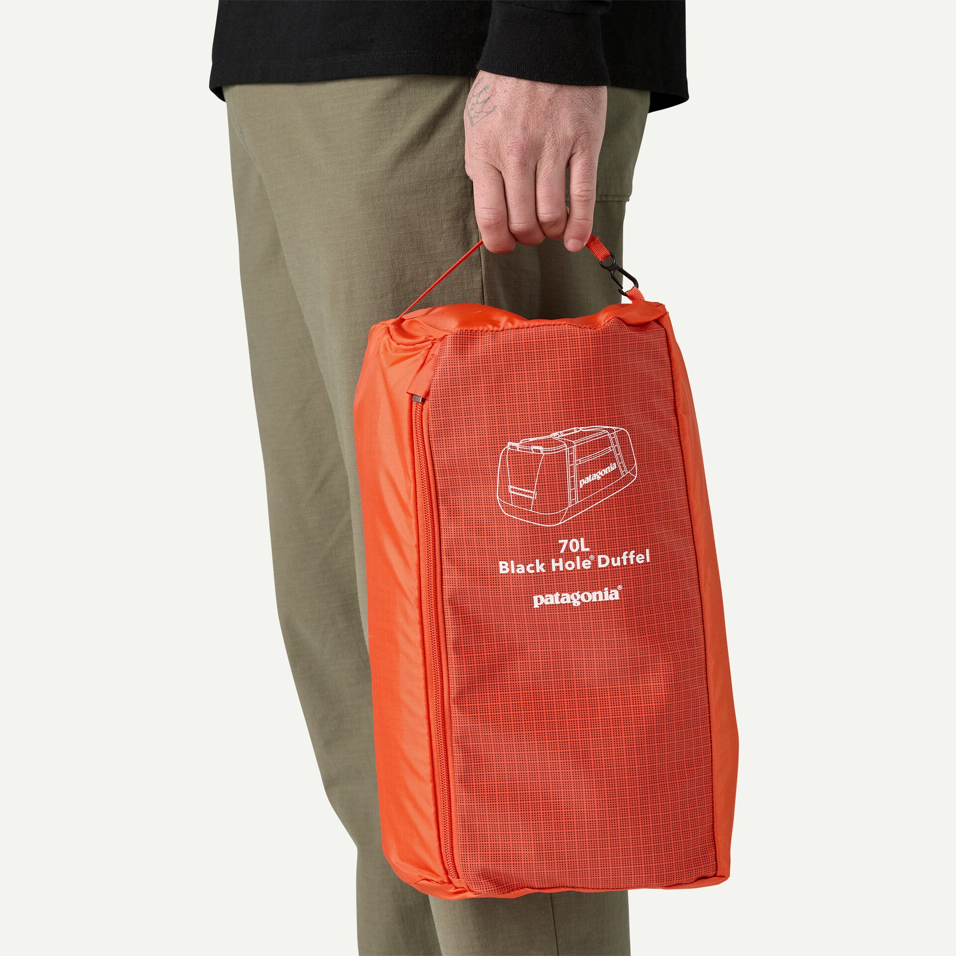 orange patagonia duffel Patagonia Black Hole 70L Duffel, Pollinator Orange