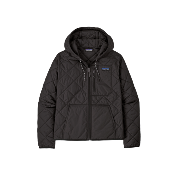 Diamond Quilted Bomber Womens Hoody - Black with Black