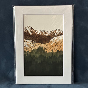 Mountain Scenes Original Matted Watercolor