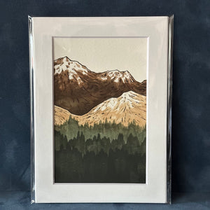 Mountain Scenes Original Matted Watercolor