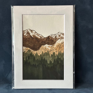 Mountain Scenes Original Matted Watercolor