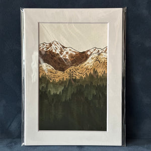 Mountain Scenes Original Matted Watercolor