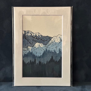 Mountain Scenes Original Matted Watercolor