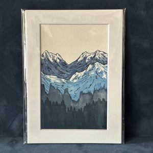 Mountain Scenes Original Matted Watercolor