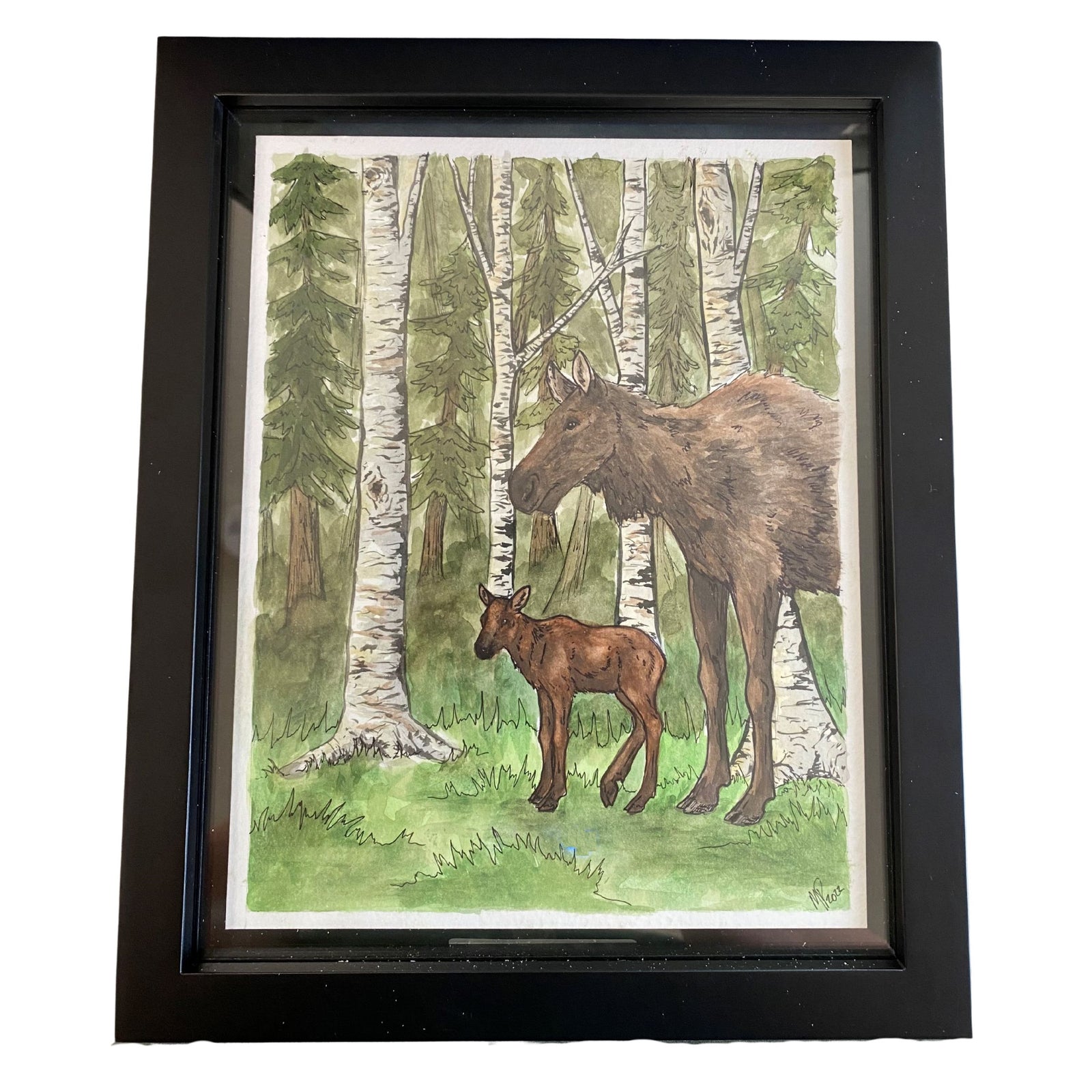 Springtime Moose Framed Original 8x10