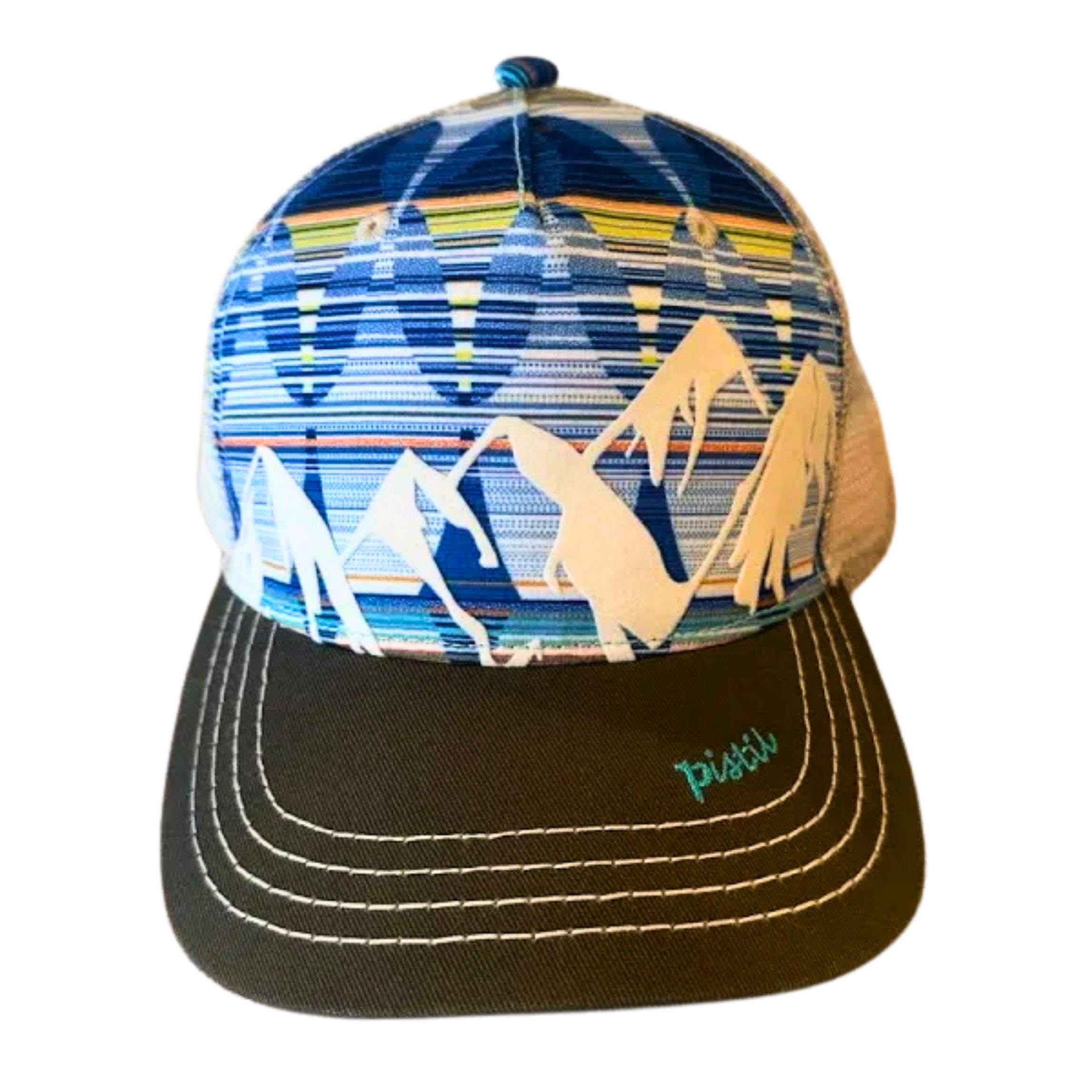 Pistil Multi-Stripe Mt. Mckinley Print Hat with Coral Brim Pistil McKinley Mountains Womens Trucker Hat Adjustable  main image 2