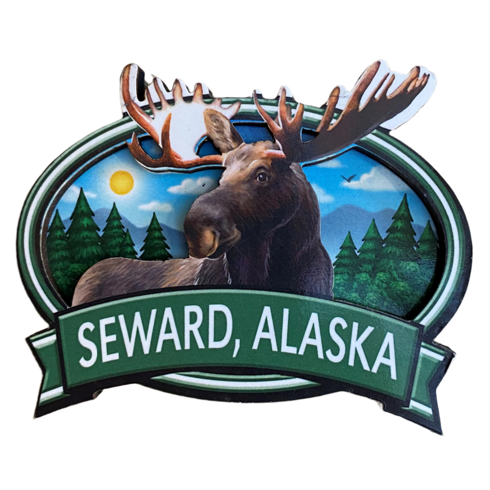 Moose 2D Oval Magnet