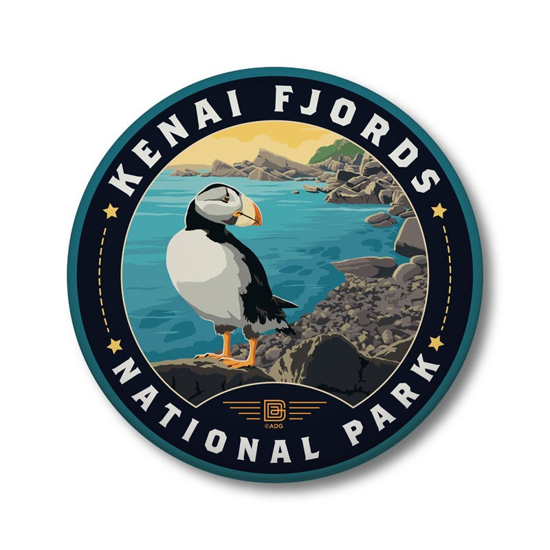 Kenai Fjords NP Circle Magnet - Puffin