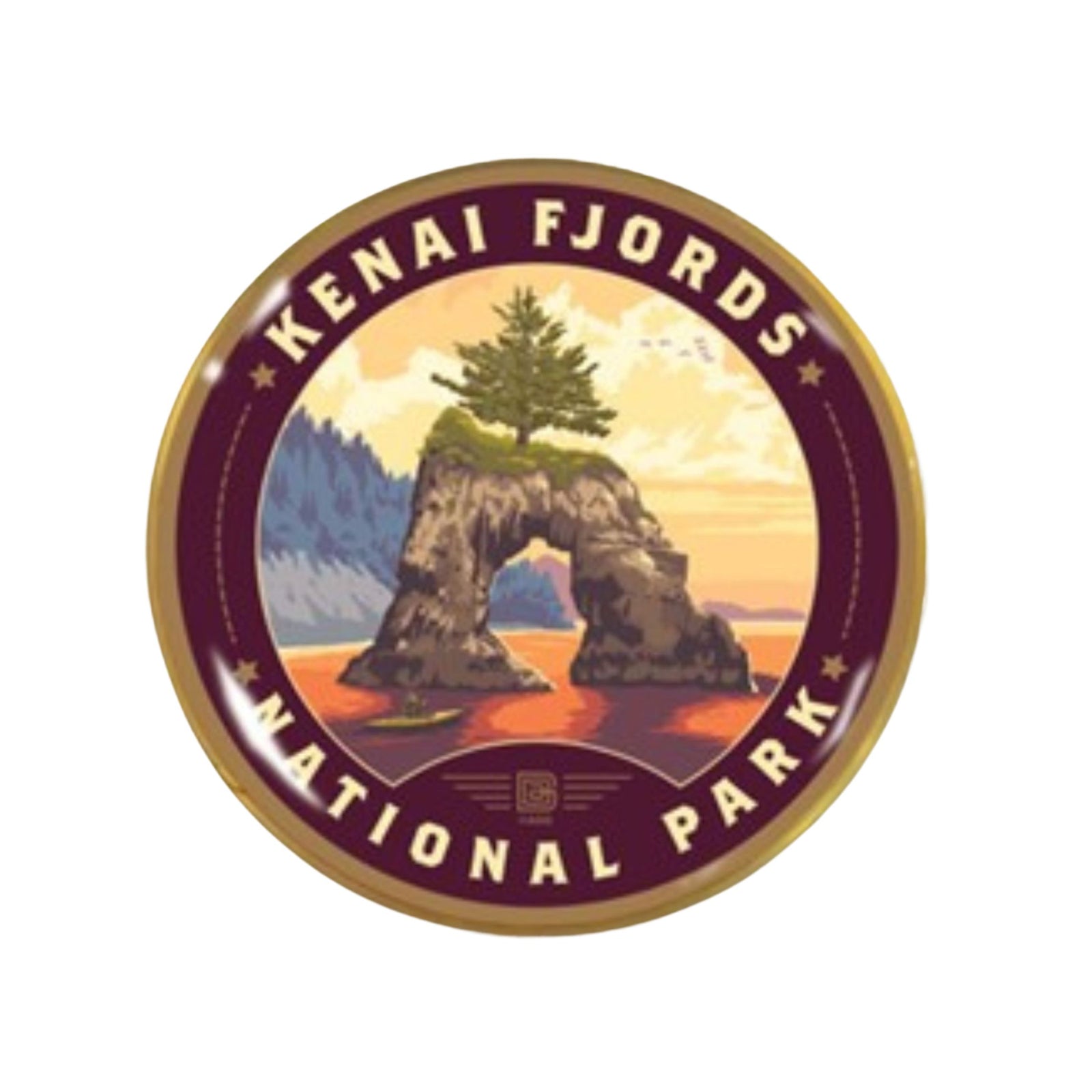 Kenai Fjords NP Kayaker Circle Pin