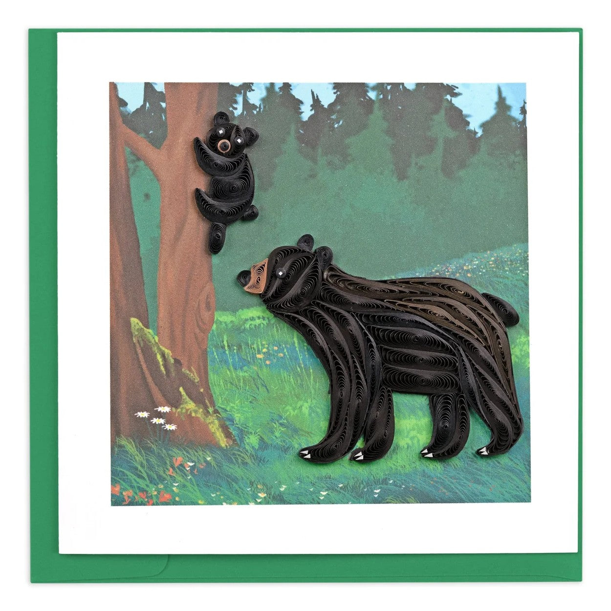 Black Bear and Cub Quilled Greeting Card