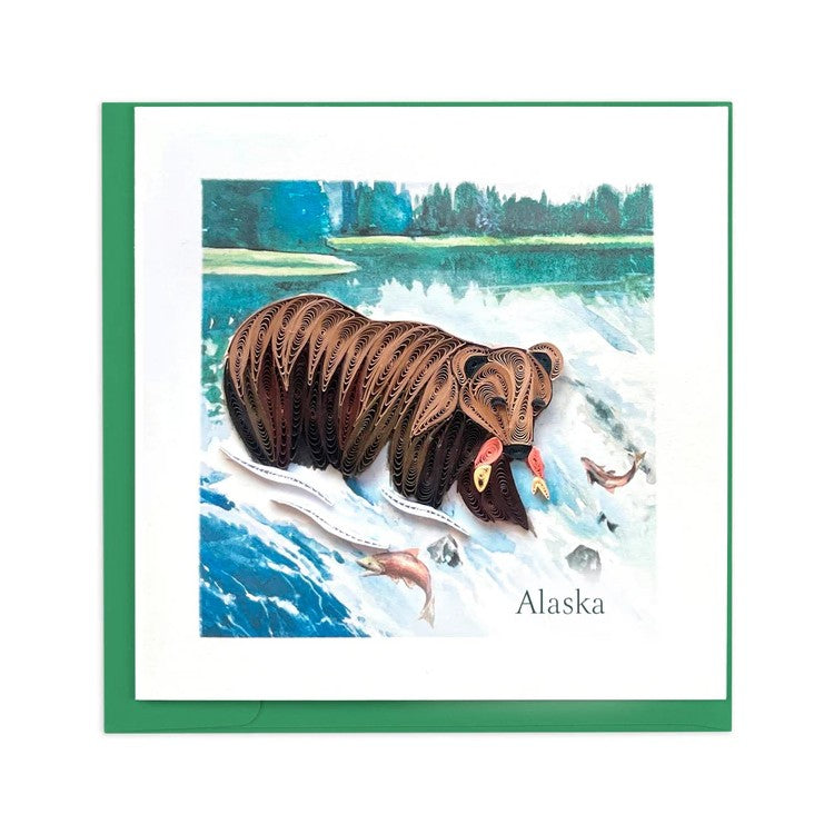 Wild Alaska Grizzly Bear Quilling Card