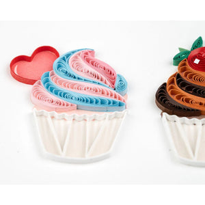 Quilled Birthday Cupcake Trio Greeting Card