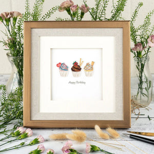 Quilled Birthday Cupcake Trio Greeting Card