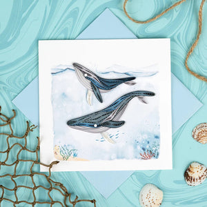 Humpback Whales Quilled Greeting Card