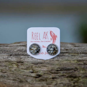 The Angela - Round Salmon Stud Earrings