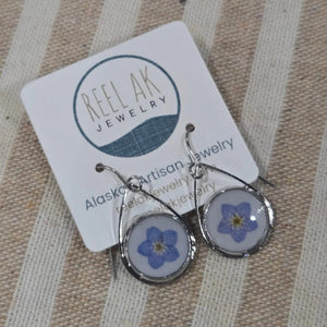 The Blake - Round Forget-Me-Not Tear Drop Earrings