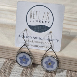 The Blake - Round Forget-Me-Not Tear Drop Earrings