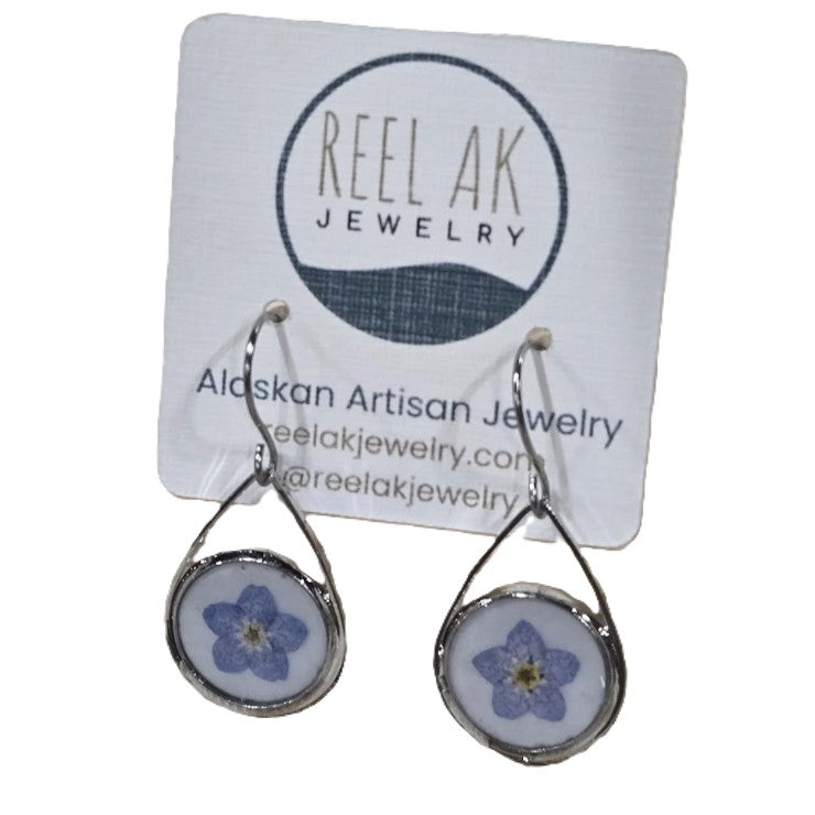 The Blake - Round Forget-Me-Not Tear Drop Earrings