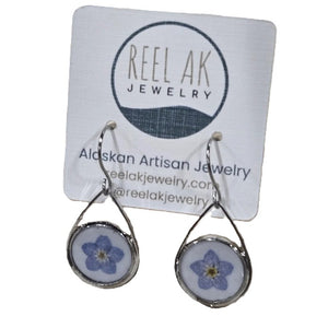 The Blake - Round Forget-Me-Not Tear Drop Earrings