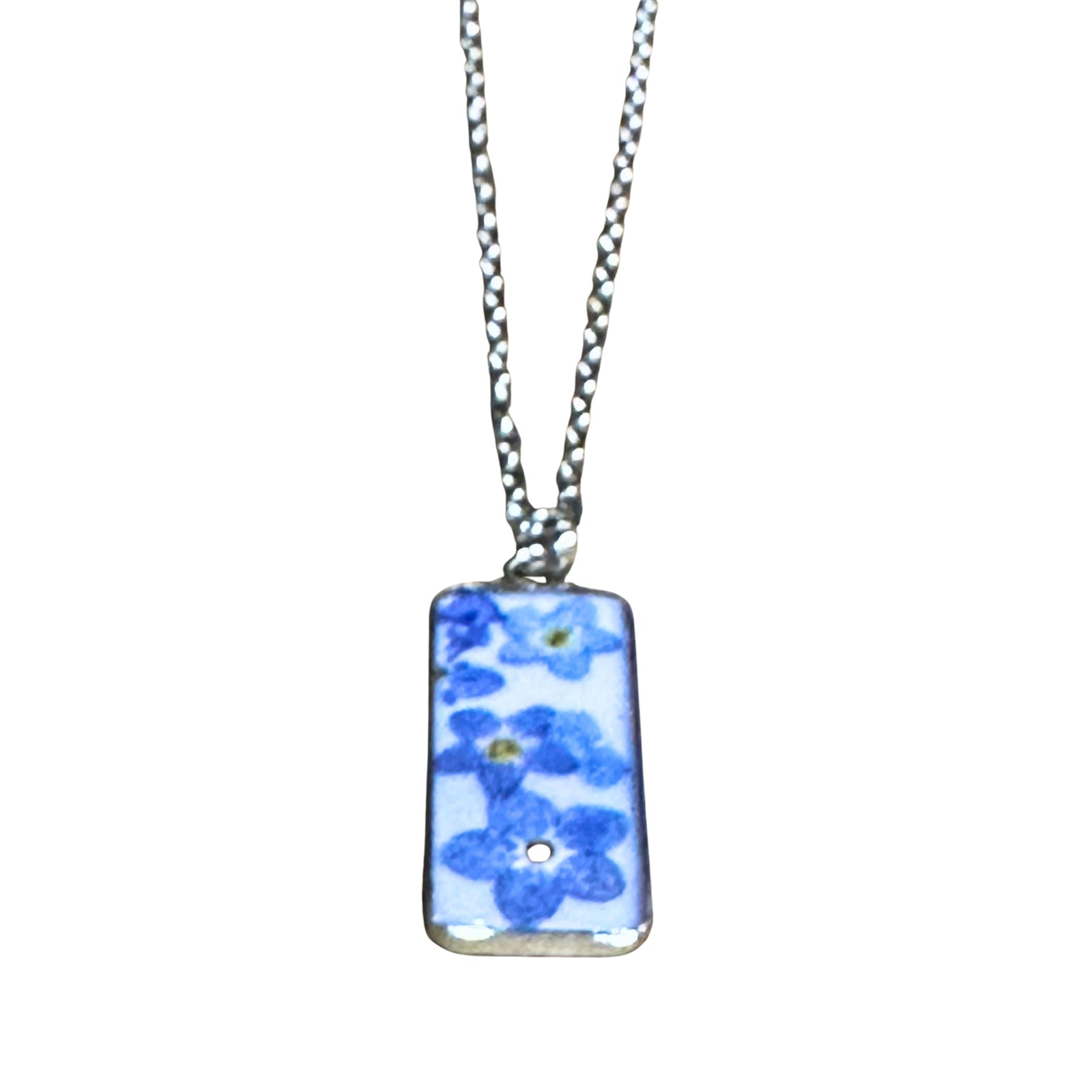 The Peggy - Rectangular Forget-Me-Not Necklace