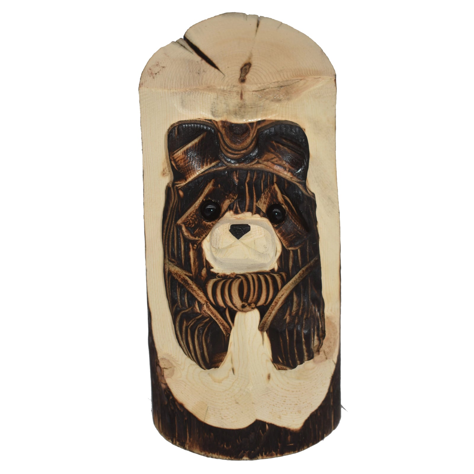 Wood Carved Bear Peeking