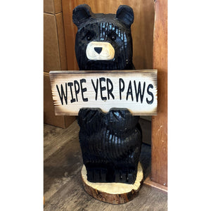 Wood Carved Bear with Sign - 2 foot