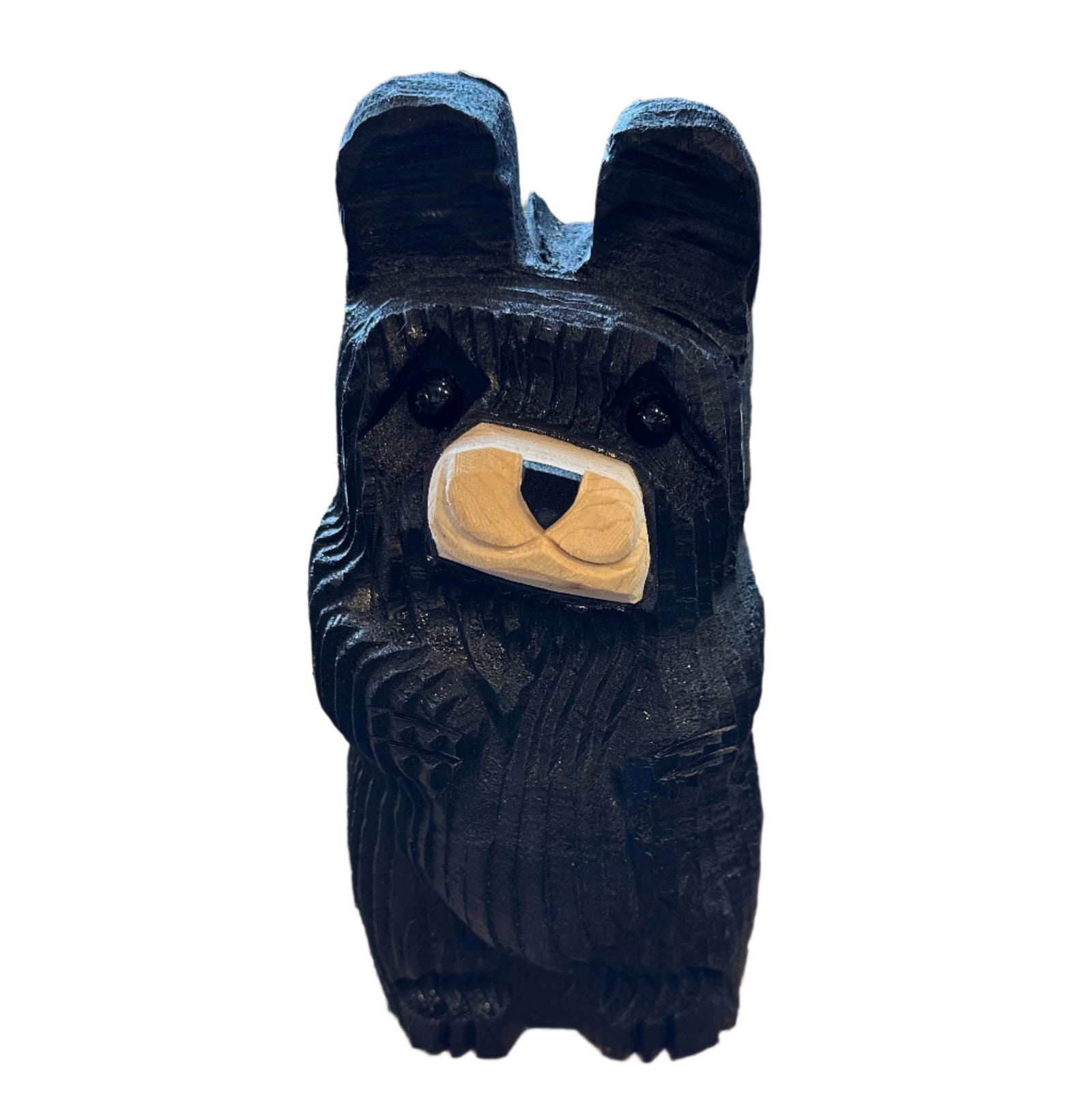 Wood Carved Bear with Tilted Head