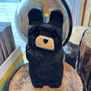 Wood Carved Bear with Tilted Head