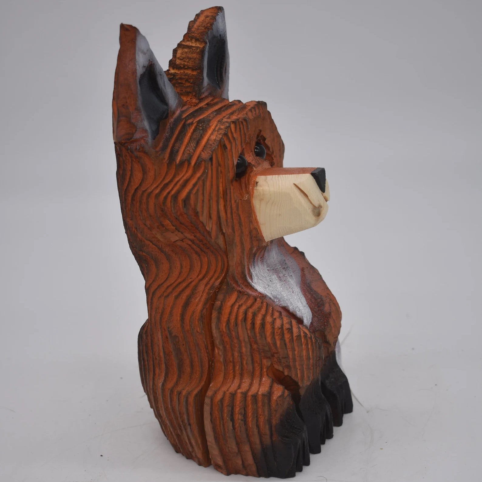 Wood Carved Fox Sitting
