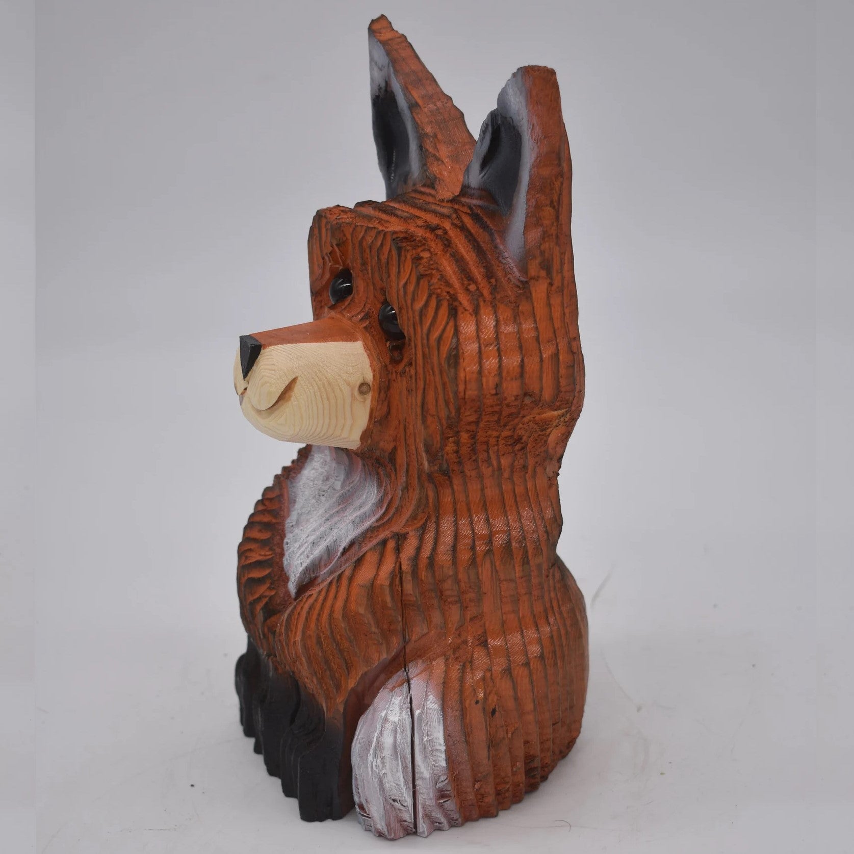 Wood Carved Fox Sitting