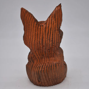 Wood Carved Fox Sitting