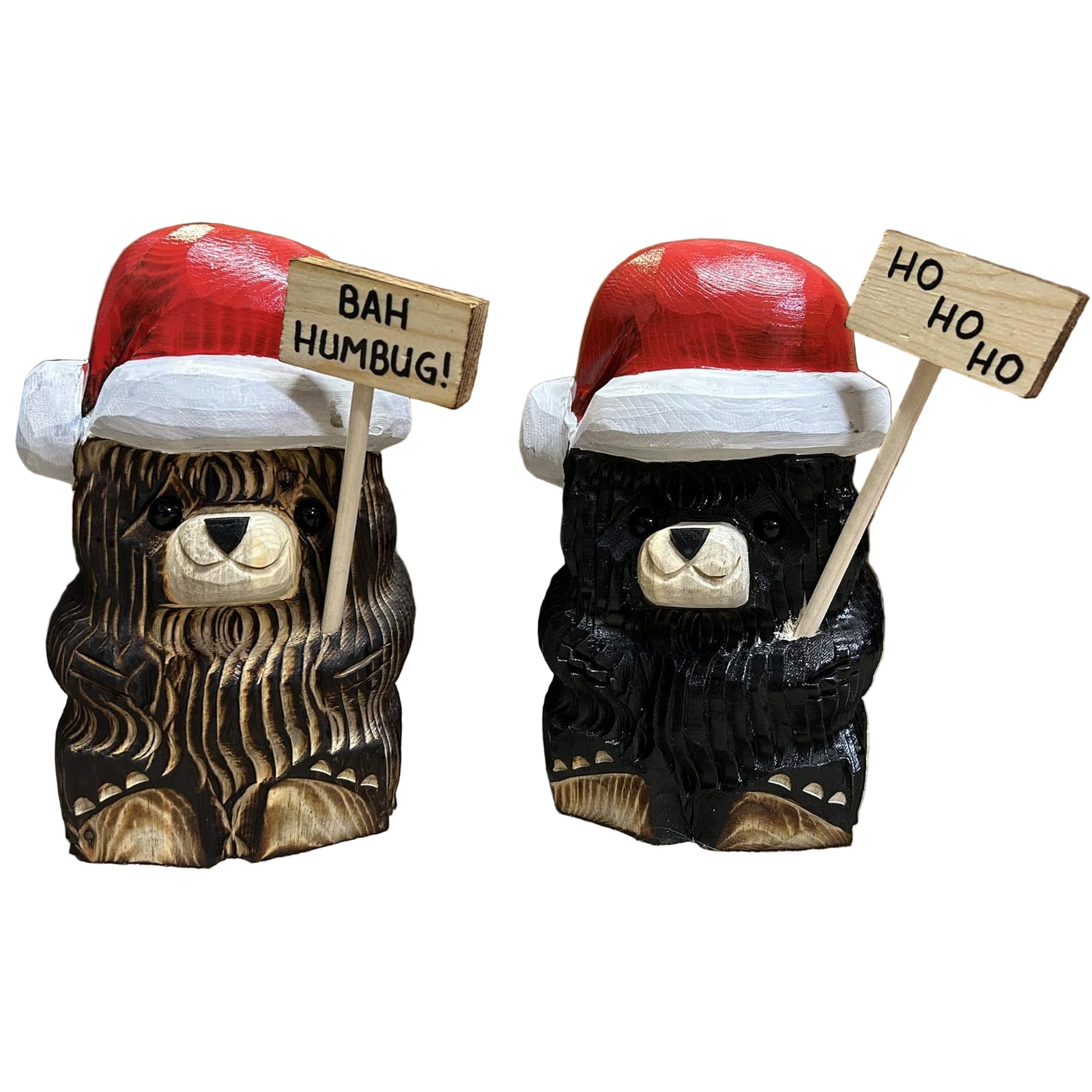 Wood Carved Santa Bear