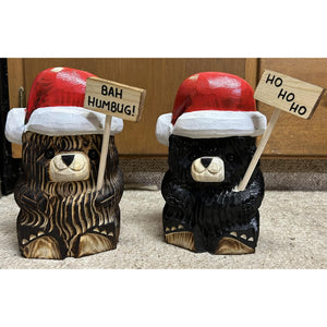 Wood Carved Santa Bear