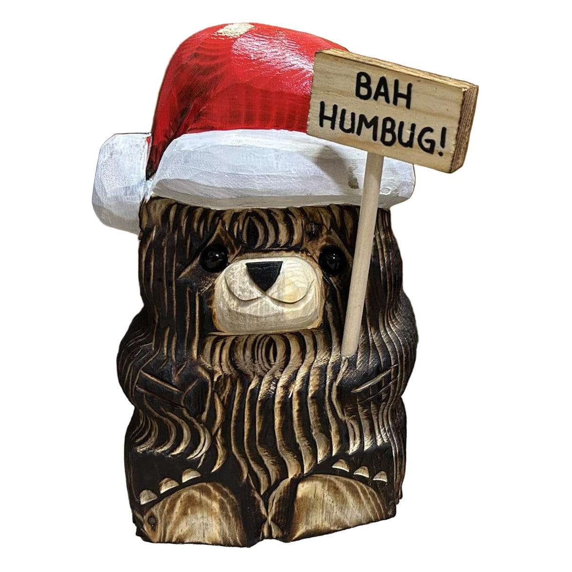Wood Carved Santa Bear