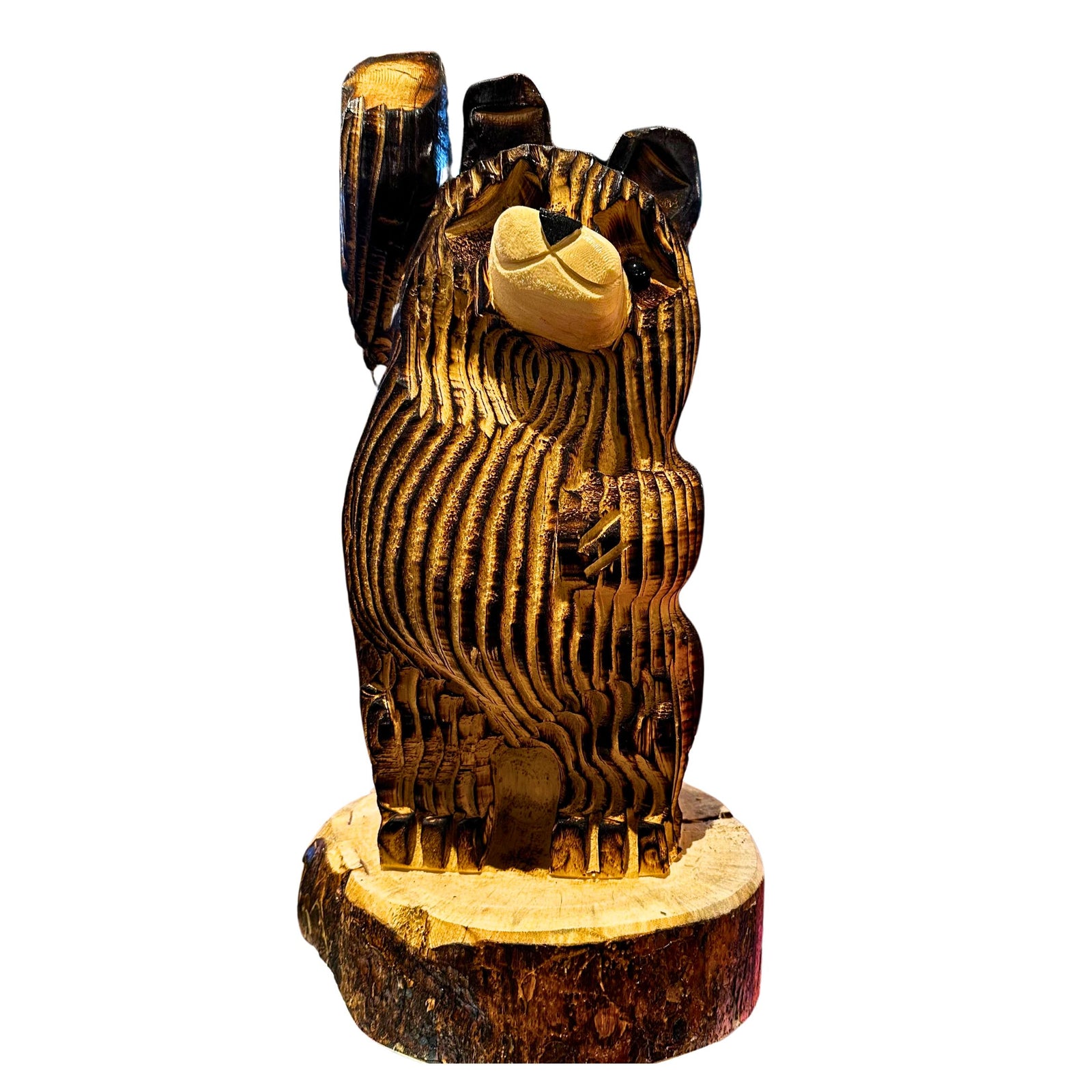 Wood Carved Waving Bear