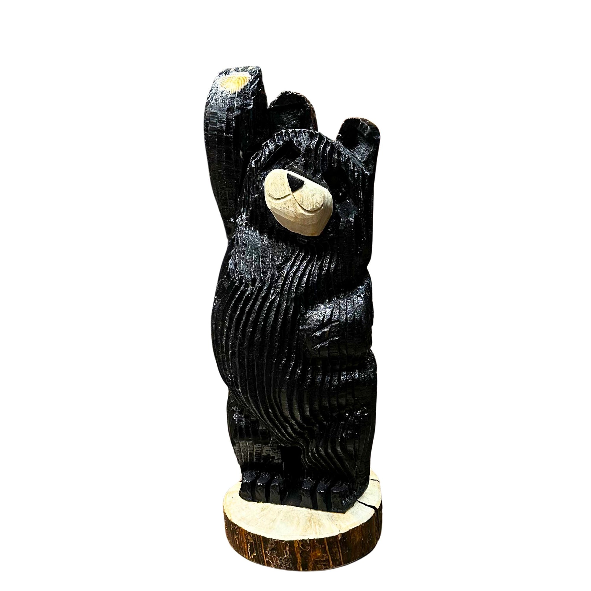 Wood Carved Waving Bear
