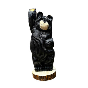 Wood Carved Waving Bear