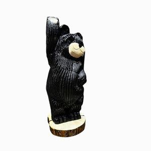 Wood Carved Waving Bear