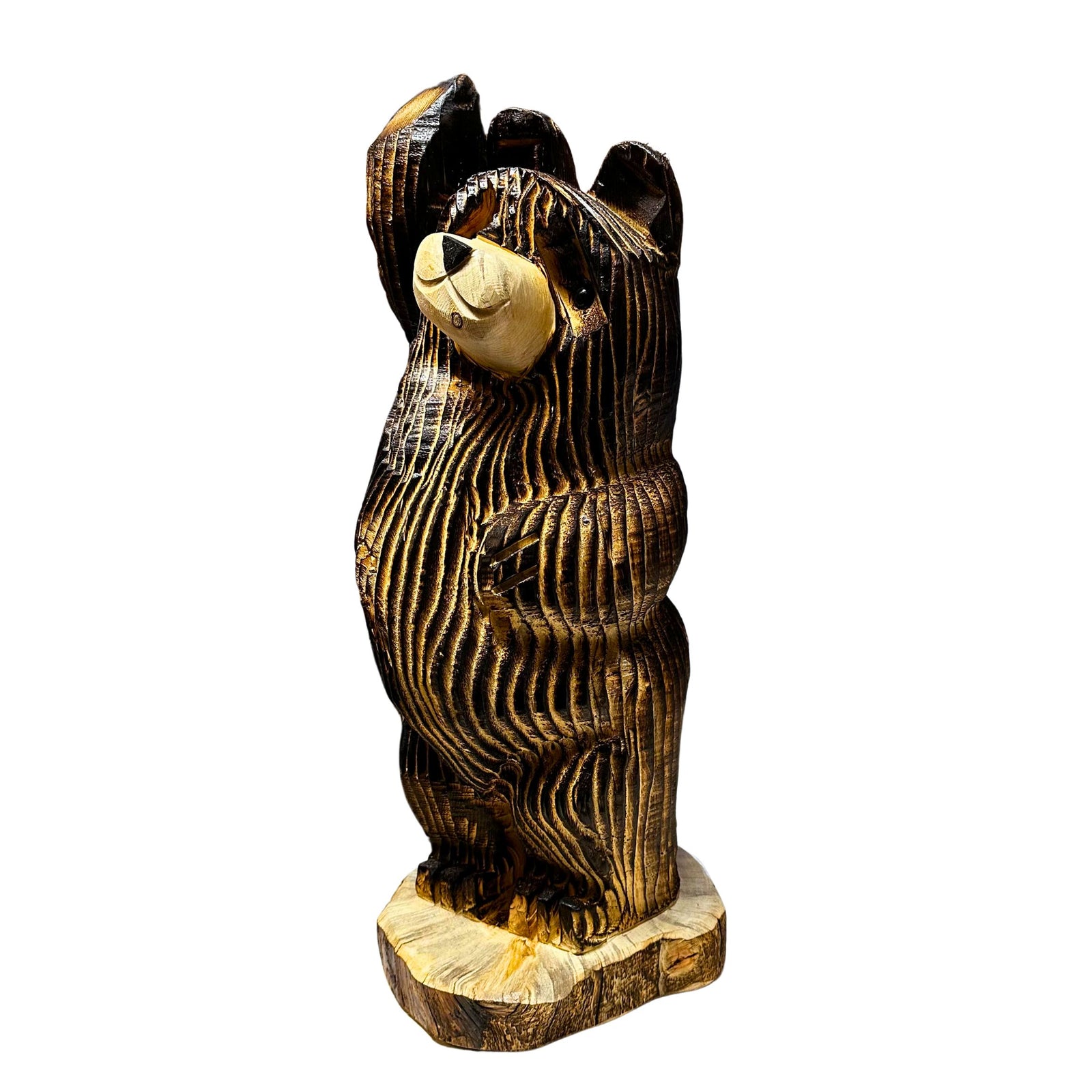 Wood Carved Waving Bear