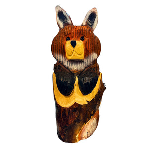 Wood Carved Fox Sitting