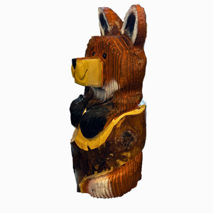 Wood Carved Fox Sitting