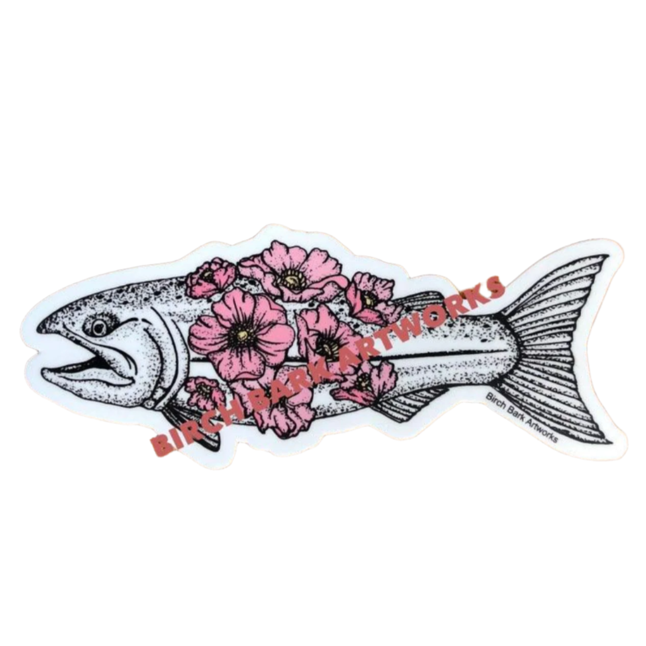 Salmon Flower Sticker