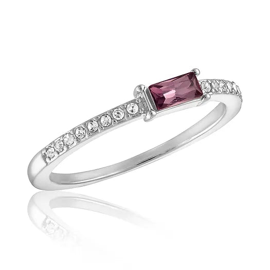 Petite Lavender Baguette and Cubic Zirconia Stack Ring