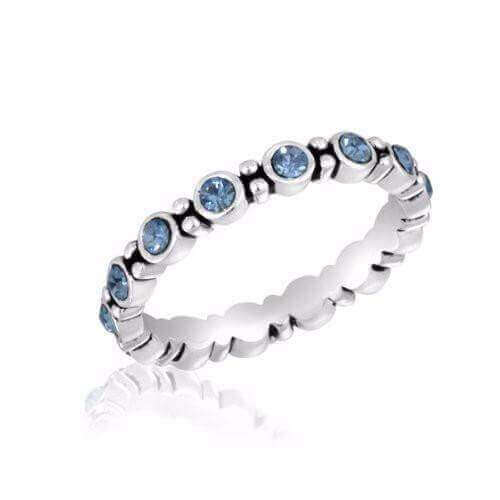 Blue Cubic Zirconia Round Stack Ring