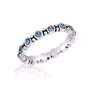 Blue Cubic Zirconia Round Stack Ring